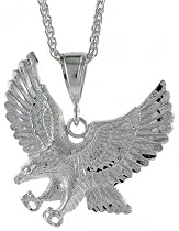 Sterling Silver 2 1/4" (57 mm) Diamond Cut Eagle Pendant