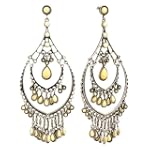Silver Chandelier White Drop Resin Filigree Dangle Earrings