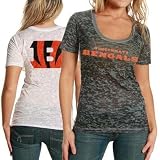 NFL Touch by Alyssa Milano Cincinnati Bengals Ladies Black-White Sublimated Sheer Burnout Premium T-shirt (X-Large)