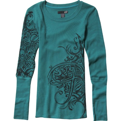 Fox Racing Future Thermal Girls Long-Sleeve Race Wear Shirt w/ Free B&F Heart Sticker Bundle - Pine / Medium