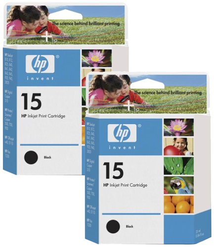 HP No. 15 Black Ink Cartridge Twin Pack (C6615DN)