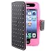 Leather Wallets - Wallet Leather Case compatible with Apple® iPhone® 4 / 4S, Black / Pink Dot