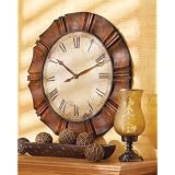 Wall Clock with Bunched Frame Design, Antique Face, Roman Numerals and Antique Gold and Copper Finish From CBK Home
