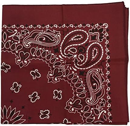 USA Made Military Army Trainmen Paisley 22" X 22" Bandanas (Burgundy)