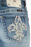 51N1hSkPFML. SL160  Womens Miss Me Jeans NEW White Fleur De Lis Design Boot Cut Designer Jeans Medium Wash/Distressed   Crystal Accents Open Pocket