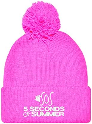 5 Seconds Of Summer Neon Pink Pom Pom Beanie
