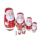 JJdoロシア人形　マトリョーシカ　サンタクロス木製人形 7個セット飾り 贈り物１-１４ｃｍ (1-14cm)