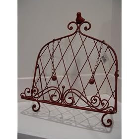 Iron Cookbook Stand ~ Book Holder w Bird ~ NEW Worn Red Color by UD