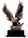 13.5 inch Copper Bald Eagle Spreads Wings Holding American Flag Statue