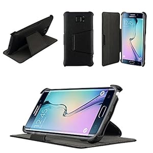 Etui luxe Samsung Galaxy S6 Edge 4G noir Ultra Slim Cuir Style avec