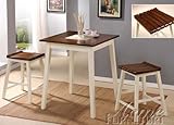 3pc Counter Height Dining Table & Stools Set in White Finish