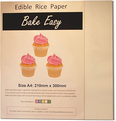 25 Sheets of Premium Thickness (0.7mm) BakeEasy Edible White Rice Wafer Paper A4 Sized Sheets by BakeEasy