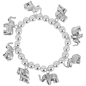 Buy Silvertone Elephant Charm Stretch Bracelet by PammyJ Bracelet