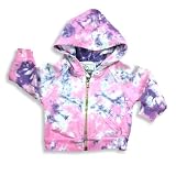 SILVER PONY - Silver Pony - Infant Girls Long Sleeve Tie Dye Hoodie Jacket, Pink, Purple