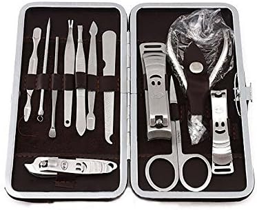 Domai 12pcs/set Nail Art Manicure Tools Set Nails Clipper Scissors Tweezer Knife Manicure Sets + Stone Pattern Case For Nail manicure