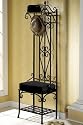 Kingston 20"w Hall Tree Bench With Black Leather Upholstery