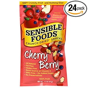 Sensible Foods Crunch Dried Snacks, Cherry Berry, 0.75-Ounce Pouches (Pack of... by Sensible Foods