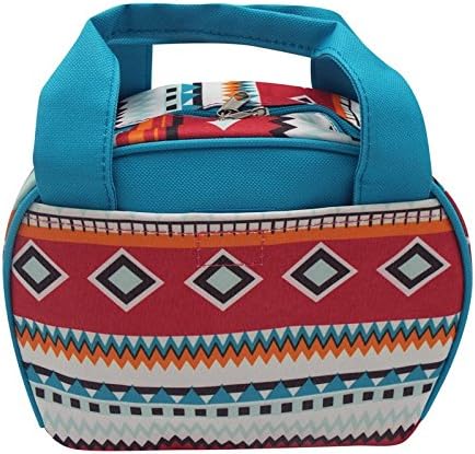 Womens Insulated Lunch Tote Bag (Blue Aztec)