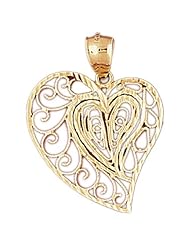 Dazzlers Solid 14k Gold Heart Charm Pendant Available in three colors from jewelsberry (weights: 3.0 grams only)
