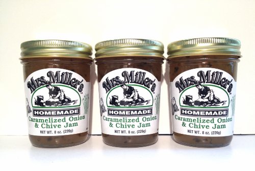 Mrs. Miller's Amish Homemade Caramelized Onion & Chive Jam 8 oz/226g - Pack of 3 (Boxed)