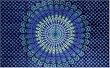 Dark Blue Sanganeer Print Indian Bedspread, Twin Size