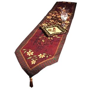 Manual Woodworkers and Weavers Table Runner, Mediterranean Rooster by 