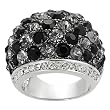 Silvertone Black, Grey, and White Cubic Zirconia Dome Ring