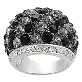 Tressa Silvertone Black, Grey, and White Cubic Zirconia Dome Ring
