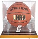 Portland Trail Blazers Wood Base Logo Basketball Display Case and Mirror Back