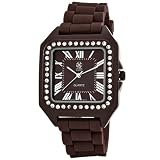 Golden Classic Women's 5155_brown Shimmer Jelly Rhinestone Accented Square Silicone Watch