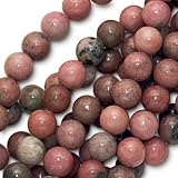 Rhodonite Pink Gem 8mm Round Beads / 15.5 Inch Strand
