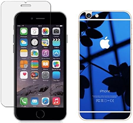 Premium Hd Tempered Glass Screen Protector Film for Iphone 6 6s 4.7" Inch A1633 A1688 A1700 A1549 A1586 A1589 (Blue Back Clear Front 4.7) Mirror Blue Rear Back and Clear Front Hd Tempered Glass