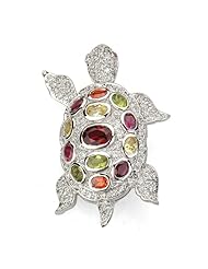 Multi Color CZ Turtle Pin
