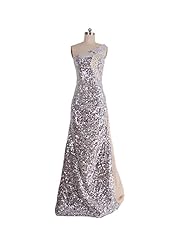 Mermaid Fitted  Sequined One Shoulder Prom Dress  with a Brush/Sweep Train  With Rhinestones