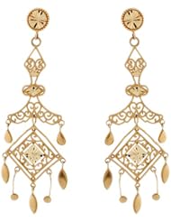 14k Yellow Gold Pretty Dangle Chandelier Earrings