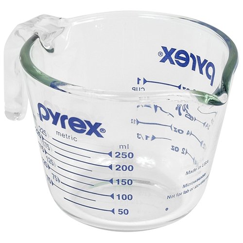 Pyrex Prepware 1-Cup Measuring Cup, Clear with Blue Measurements