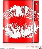 Sony PS3 Skin Big Kiss Lips White on Red