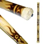 Bamboo Rain Stick with Wood Burned Designs From Indonesia, 39"