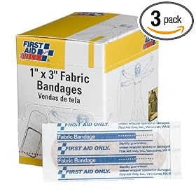 First Aid Only 1 X 3 Fabric Bandage, 50-Count Boxes (Pack of 3) by First Aid Only