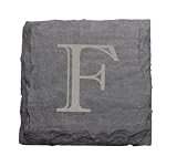 Review J.K. Adams Company VSC-4SQ-F / JK Adams Set of Four 4-Inch Square Monogrammed Slate Coasters, F