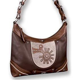 Chestnut Brown Leather 'Silver Creations' Handbag 1-compartment