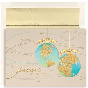 World Peace On Gold Christmas Cards -