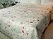 French Toile Blue Pink Toile Floral French Boutis Queen Size Comforter Quilt with Ruffle Edge