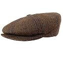 Borsalino 8/4 Style Brown Herringbone Cap with Overlay