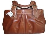 Coach Soho Walnut Brown Leather Pleated Large Business Bag 13733