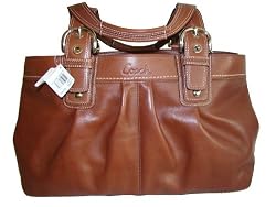 Coach Soho Walnut Brown Leather Pleated Large Business Bag 13733