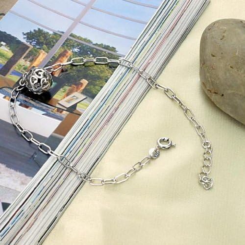 HHBuy Jewelry Fashion Adjustable Women's Anklet Bracelet White Gold Plated Silver 11mm Hollow Spacer Bead Pendant Foot Chain 9.84 Inch Length