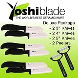 Kitchen & Housewares : Yoshi Blade Ceramic Knife Deluxe Set - Includes 6 Knives and 2 Peelers - Original As Seen On TV!