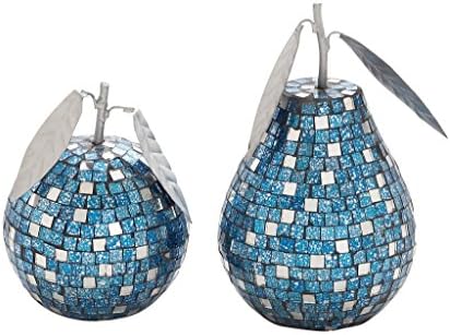 Deco 79 Metal Mosaic Pear Apple, Turquoise, 8 by 6-Inch