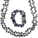 Pearl Freshwater Cultured Black Amethyst Purple Natural Stone Necklace 44